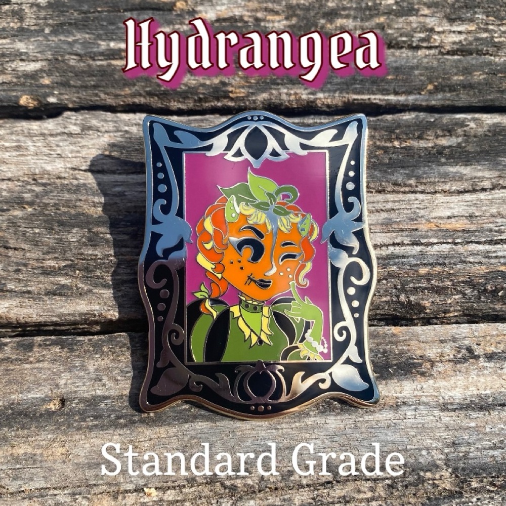 🌙 Gothic Ladies of Crescent Manor Hydrangea Pumpkin Halloween Enamel Pin